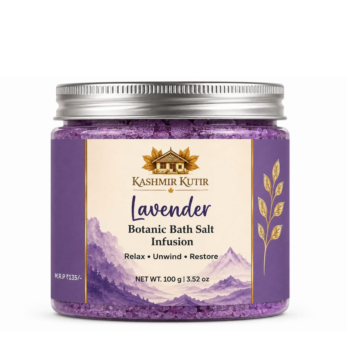 Botanic Bath Salts | Lavender, Rose, Jasmine & Sandalwood | Kashmir Kutir