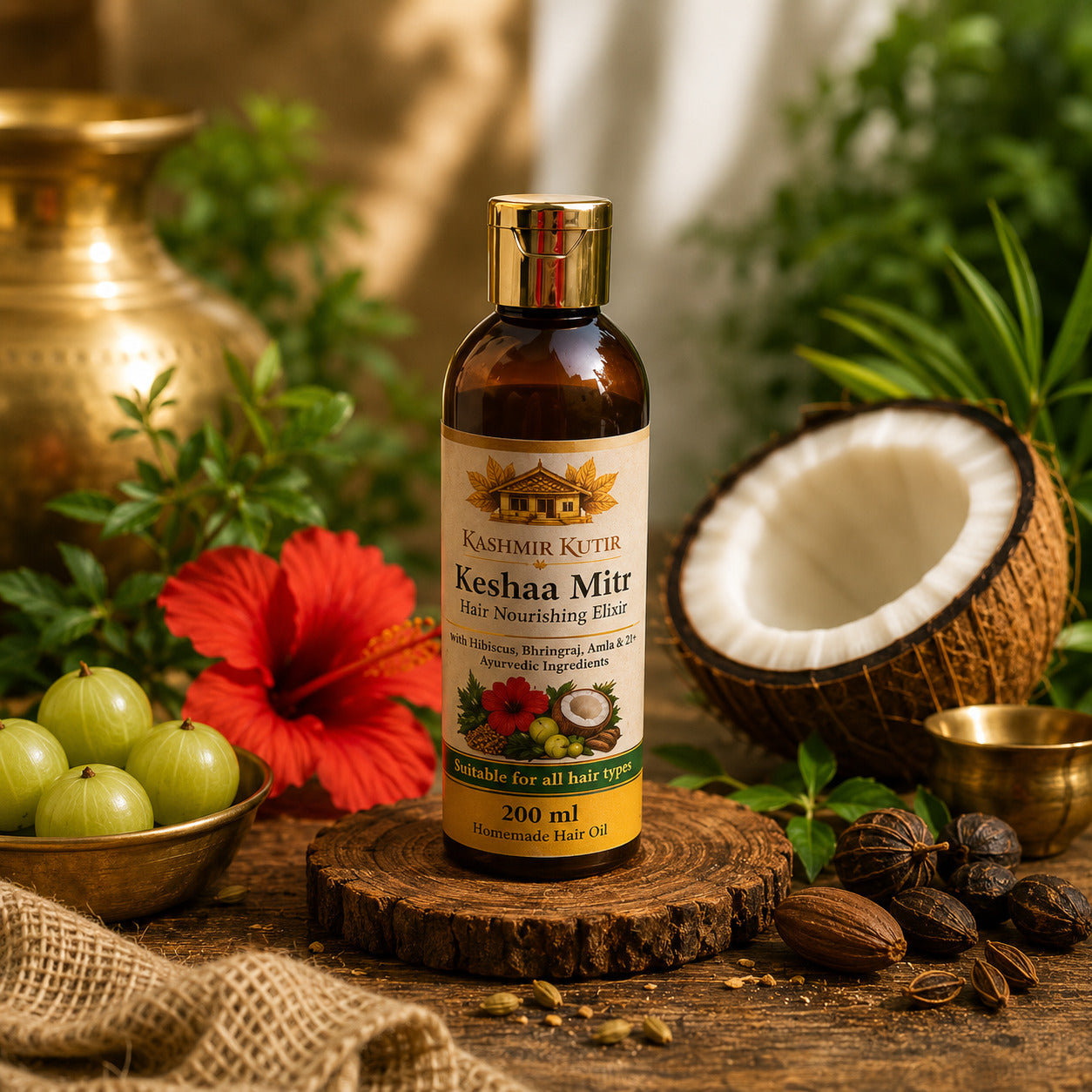 Keshaa Mitr Ayurvedic Hair Oil 200ml with 21+ Ayurvedic ingredients for hair and scalp care